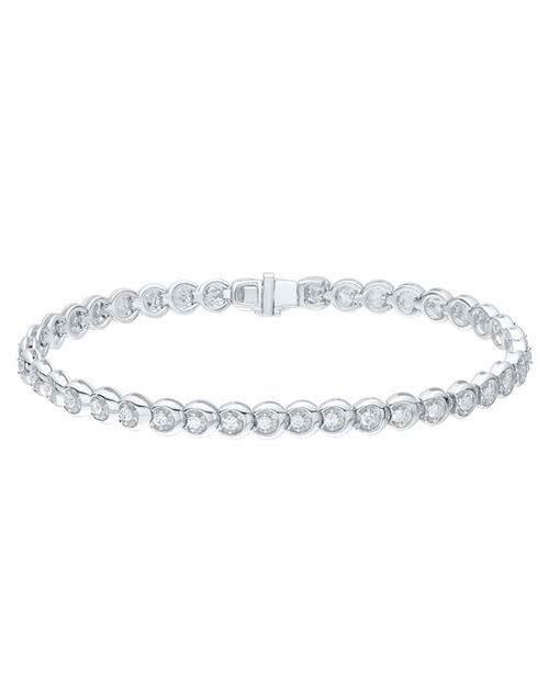 9ct White Gold 1ct Diamond Tennis Bracelet Bridal Headwear and ...