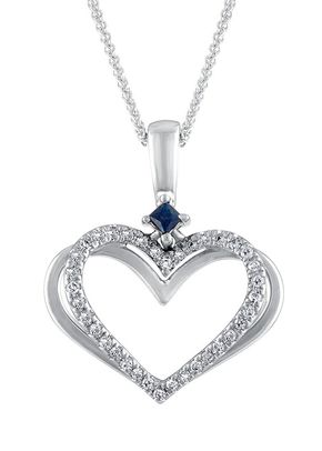 Vera Wang 18ct White Gold Diamond And Sapphire Heart Pendant, Ernest Jones