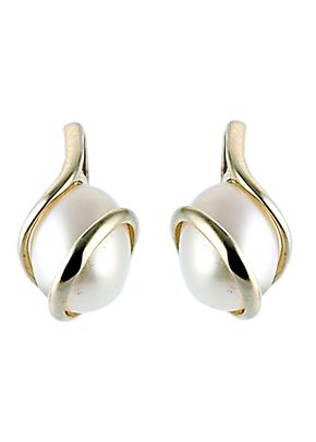 9ct Yellow Gold Cultured Freshwater Pearl earrings, H.Samuel