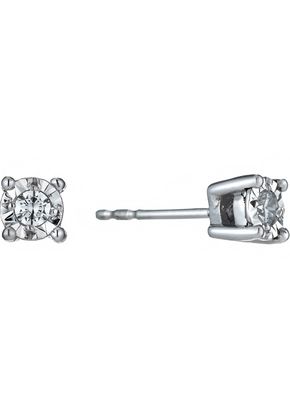 9ct White Gold Diamond Earrings, H.Samuel