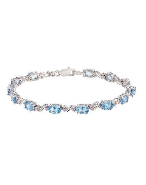 Sterling Silver Blue Topaz & Diamond Twist Bracelet, H.Samuel