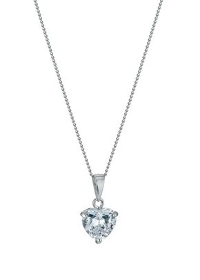 9ct White Gold 18 inches Cubic Zirconia Heart Pendant, H.Samuel