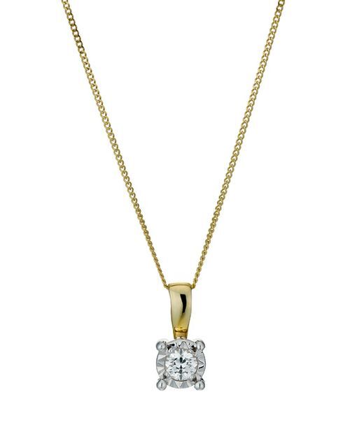 9ct Gold Diamond Pendant Necklace, H.Samuel