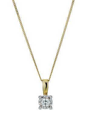 9ct Gold Diamond Pendant Necklace, H.Samuel