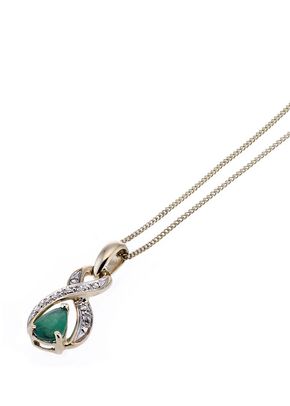 9ct Gold Diamond and Emerald Pendant, H.Samuel