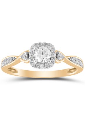 9ct Yellow Gold 0.33ct Total Diamond Solitaire Twist Ring, H.Samuel