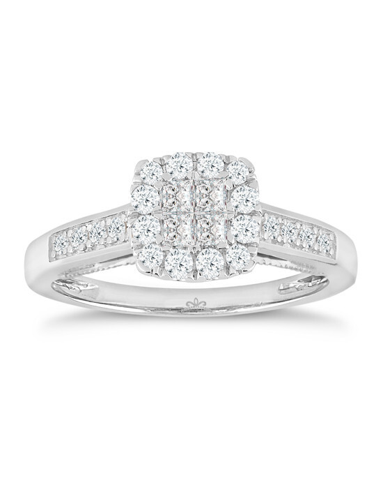 Princessa 9ct White Gold 0.50ct Diamond Cluster Ring Wedding Ring from ...