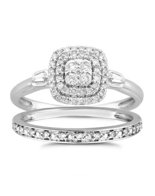 Perfect Fit 9ct White Gold 0.33ct Total Diamond Bridal Set, H.Samuel