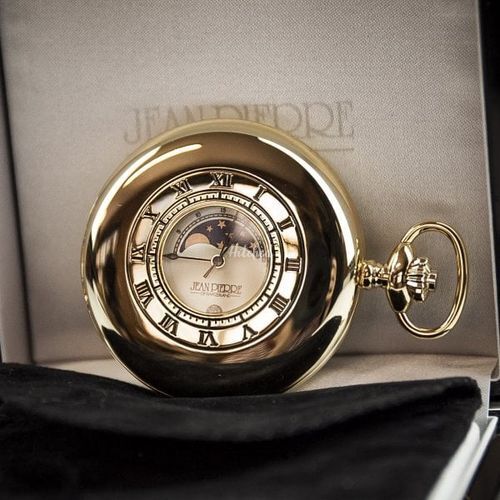 Jean Pierre Gold Plated Moon Dial Pocket Watch, Farrar & Tanner