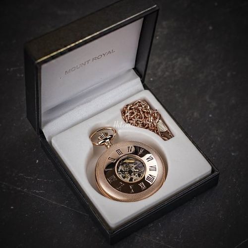 Mount Royal Rose Gold Half Hunter Skeleton Pocket Watch, Farrar & Tanner