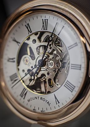 Mount Royal Rose Gold Half Hunter Skeleton Pocket Watch, Farrar & Tanner