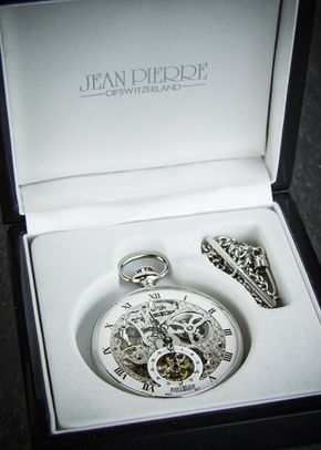 Jean Pierre Open Face Skeleton Pocket Watch - Chrome Plated, Farrar & Tanner