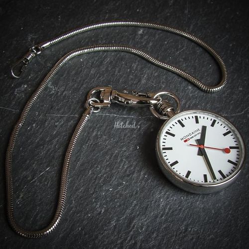 Mondaine Open Face Pocket Watch w/ Red Pouch, Farrar & Tanner