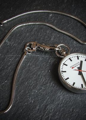 Mondaine Open Face Pocket Watch w/ Red Pouch, Farrar & Tanner