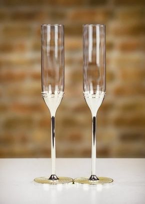 Wedgwood Vera Wang Pair of Silver Plated Toasting Flutes, Farrar & Tanner