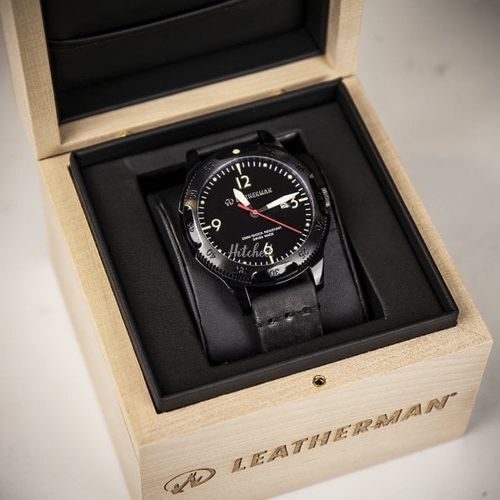 Leatherman Limited Edition Black Leather Strap Watch, Farrar & Tanner