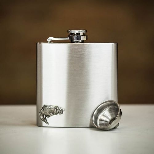 English Pewter Co. Country Living Fishing Pewter Hip Flask - 6oz, Farrar & Tanner