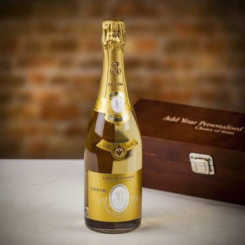 Louis Roederer Cristal Brut Champagne in Personalised Premium Wood Gift Box, Farrar & Tanner