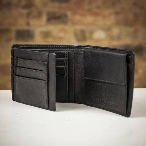 Farrar & Tanner Deluxe Nappa Leather Fold Out Wallet - Black, Farrar & Tanner