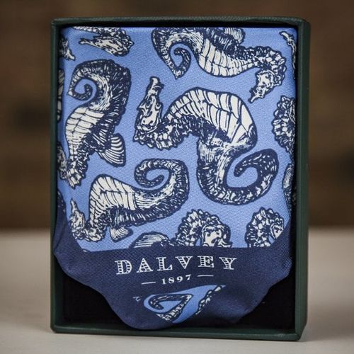 Dalvey Insignia Wallet Tan/Blue & Hippocampus Pocket Square, Farrar & Tanner