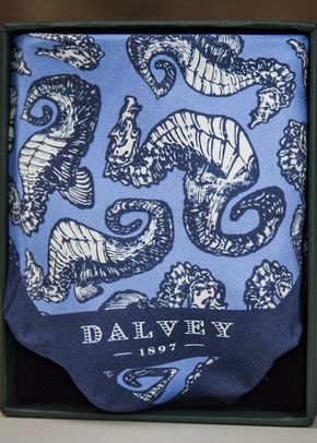 Dalvey Insignia Wallet Tan/Blue & Hippocampus Pocket Square, Farrar & Tanner