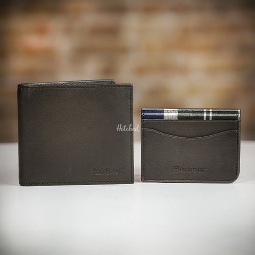 Barbour Leather Wallet/Card Gift Set, Farrar & Tanner