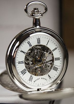 Mount Royal Double Hunter Skeleton Embellished Fleur de Lis Pocket Watch, Farrar & Tanner