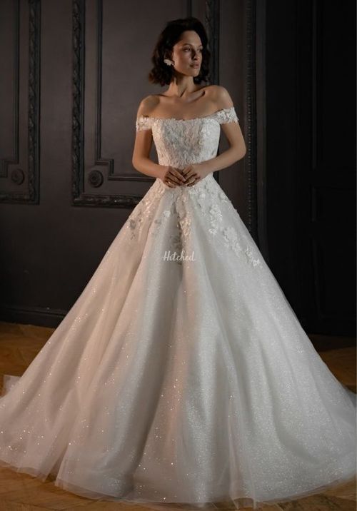 Floral Lace Tulle Wedding Dress Yoki with Detachable Straps, Olivia Bottega