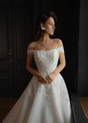 Floral Lace Tulle Wedding Dress Yoki with Detachable Straps, Olivia Bottega