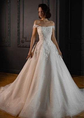 Floral Lace Tulle Wedding Dress Yoki with Detachable Straps, Olivia Bottega