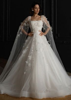 Floral Lace Wedding Dress Chyanne with Detachable Wings, Olivia Bottega