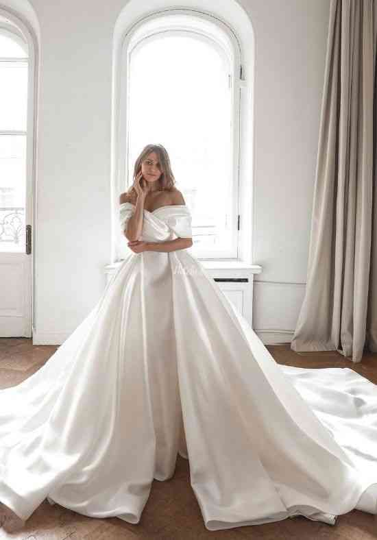 Mikado Off-The-Shoulder Wedding Dress Jacqueline With Detachable Skirt  Wedding Dress from Olivia Bottega 