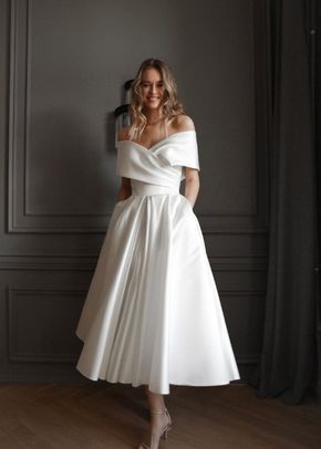 Satin Midi Wedding Dress Cameron, Olivia Bottega