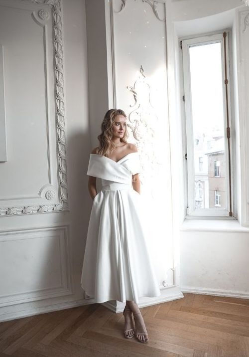 Satin Midi Wedding Dress Cameron, Olivia Bottega