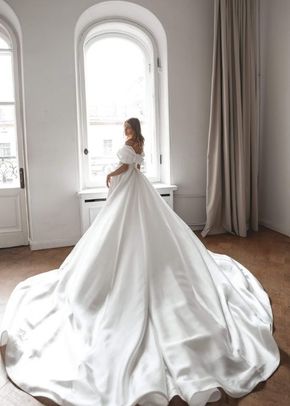 Mikado Off-The-Shoulder Wedding Dress Jacqueline With Detachable Skirt, Olivia Bottega