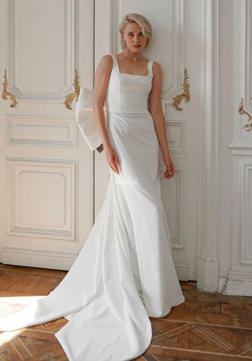 Crepe Wedding Dress Nancy with Huge Bow, Olivia Bottega