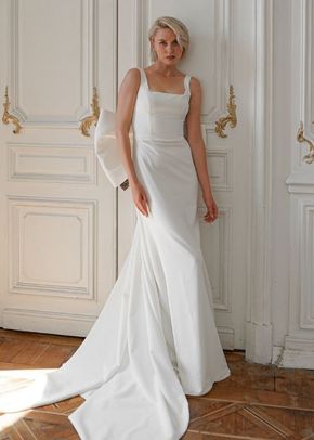 Crepe Wedding Dress Nancy with Huge Bow, Olivia Bottega