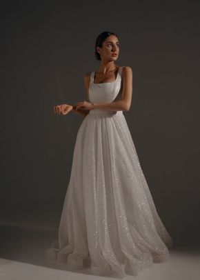 Sparkle Wedding Dress Inkery With Square Neckline, Olivia Bottega