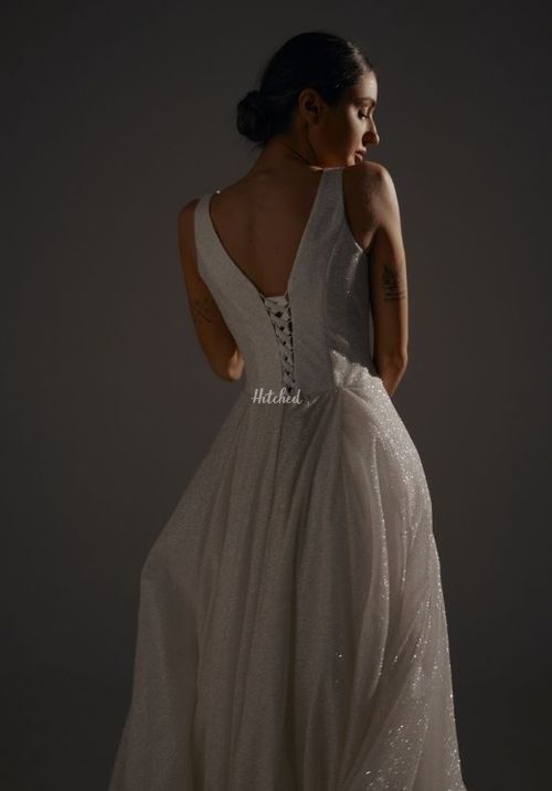 Sparkle Wedding Dress Inkery With Square Neckline, Olivia Bottega