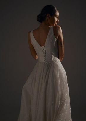 Sparkle Wedding Dress Inkery With Square Neckline, Olivia Bottega