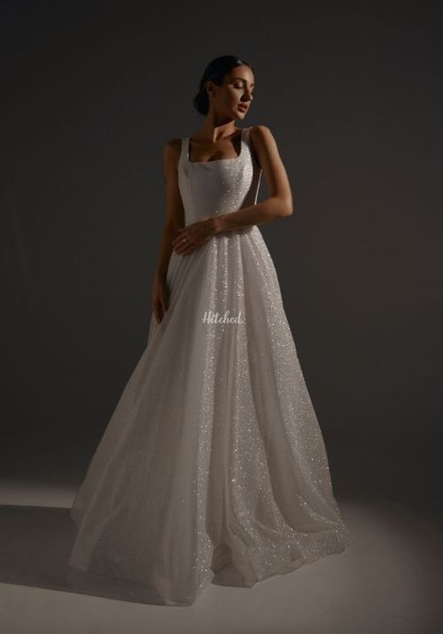 Sparkle Wedding Dress Inkery With Square Neckline, Olivia Bottega