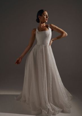 Sparkle Wedding Dress Inkery With Square Neckline, Olivia Bottega