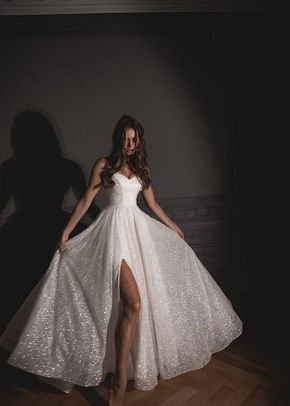 Shiny Wedding Dress Bree with a High Front Slit, Olivia Bottega