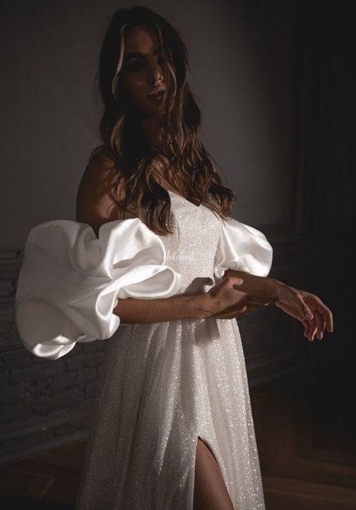 Shiny Wedding Dress Bree with a High Front Slit, Olivia Bottega