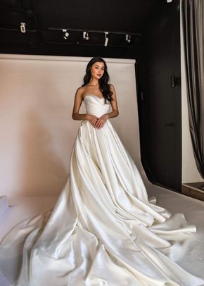 Classic Mikado Wedding Dress Gloria with Huge Bow, Olivia Bottega