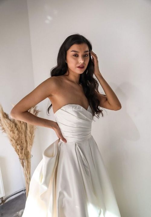 Classic Mikado Wedding Dress Gloria with Huge Bow, Olivia Bottega