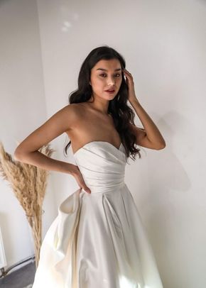 Classic Mikado Wedding Dress Gloria with Huge Bow, Olivia Bottega