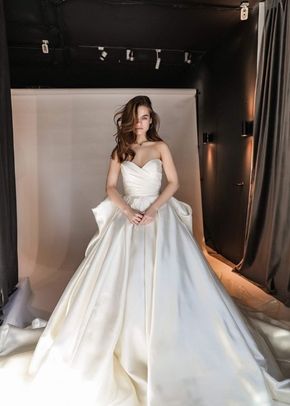 Classic Mikado Wedding Dress Gloria with Huge Bow, Olivia Bottega