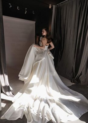 Classic Mikado Wedding Dress Gloria with Huge Bow, Olivia Bottega