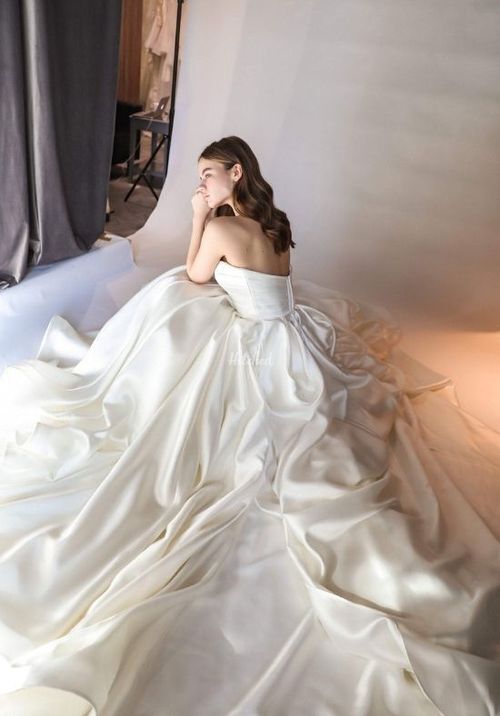 Classic Mikado Wedding Dress Gloria with Huge Bow, Olivia Bottega